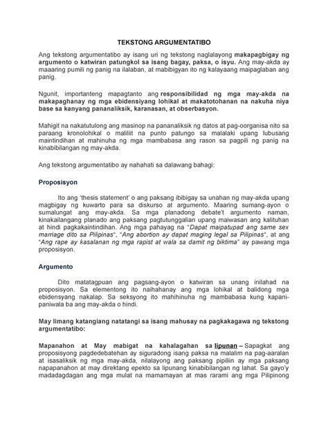 Tekstong Argumentatibo at Persuweysib .